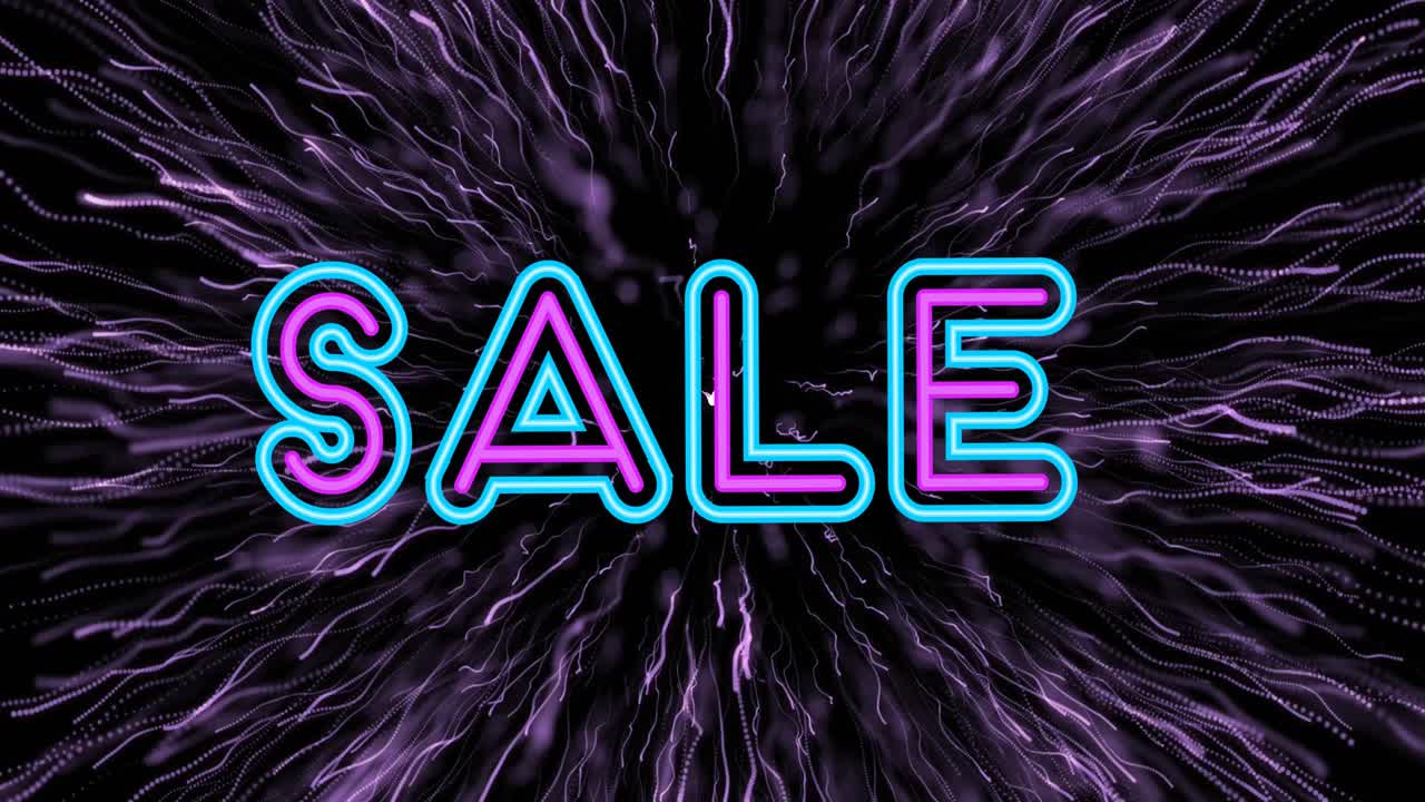 animación de venta sobre fuegos artificiales sobre fondo negro