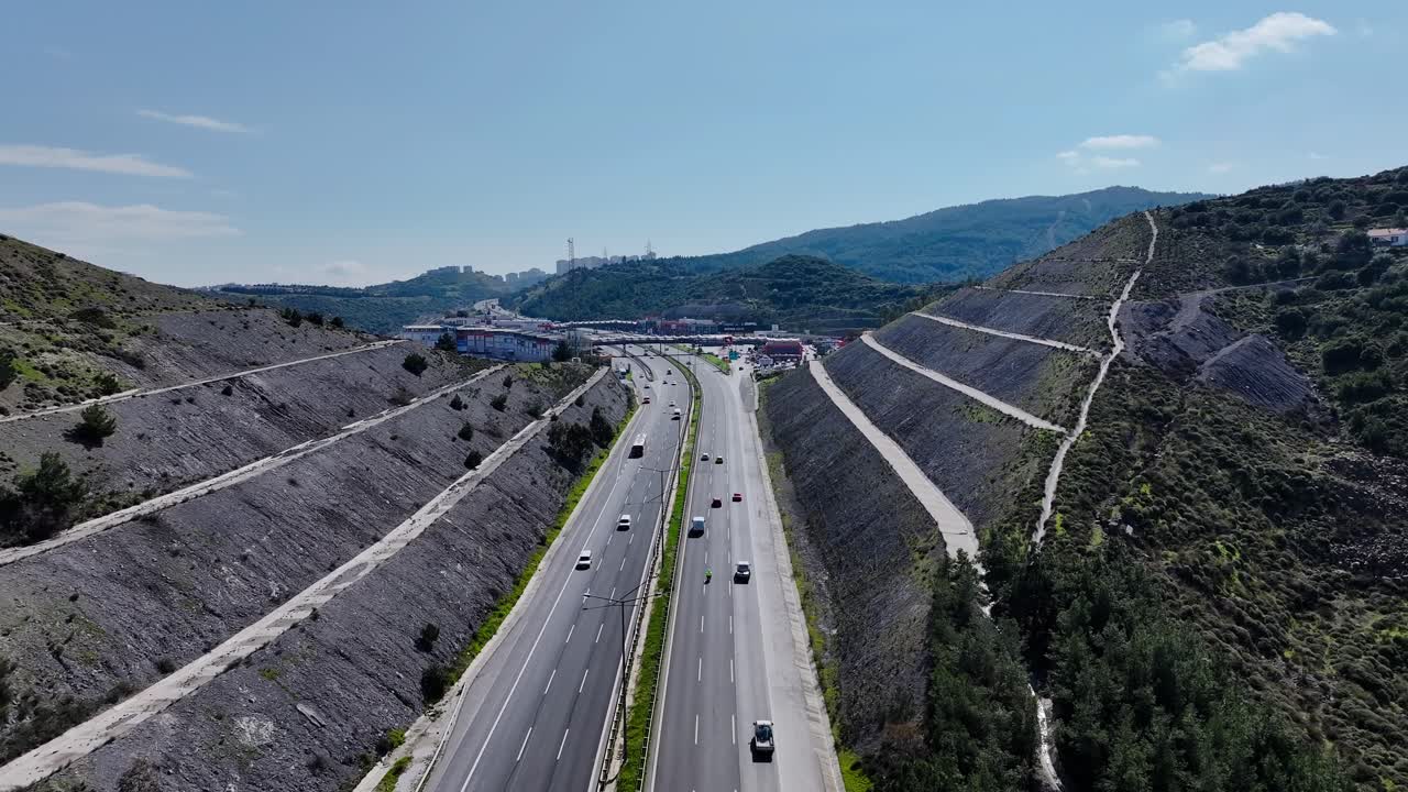 Aerial shooting of vehicles on the highway with a drone
