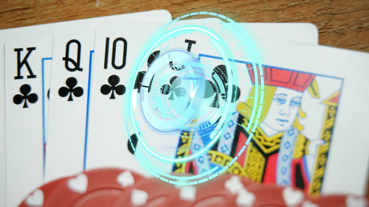 animación del reloj, escaneo de alcance con fichas y cartas de juego