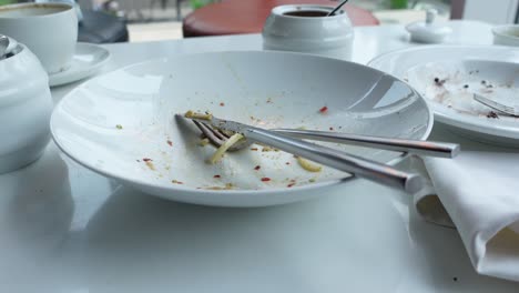 empty plate with utensils on a table