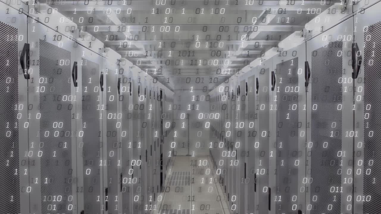 animación del procesamiento de datos digitales en la sala de servidores