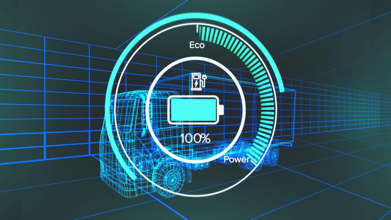 디지털 자동차 인터페이스의 애니메이션과 자동차의 3d 모델에 대한 데이터 처리