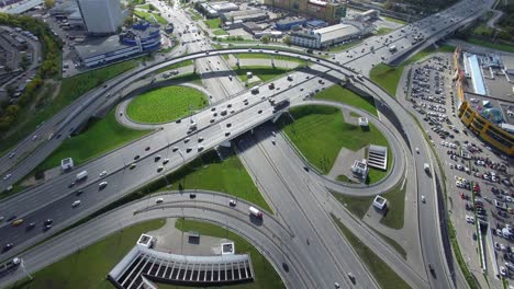 Moscow-cityscape-and-busy-interchanges-aerial-view