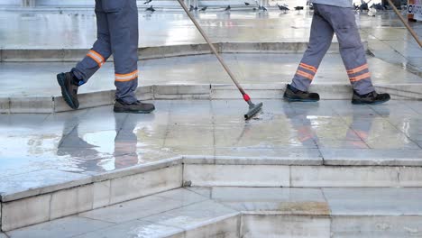 street cleaning workers