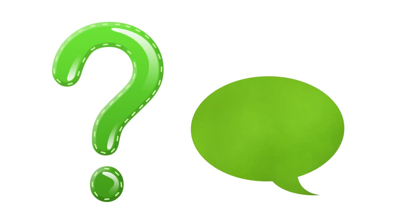 Animation of speech bubble and question mark on white background