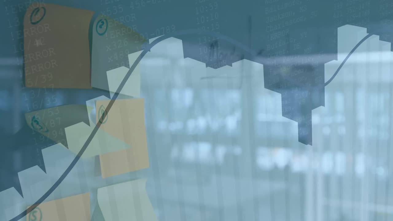 메모 노트에 대한 금융 데이터 처리의 애니메이션