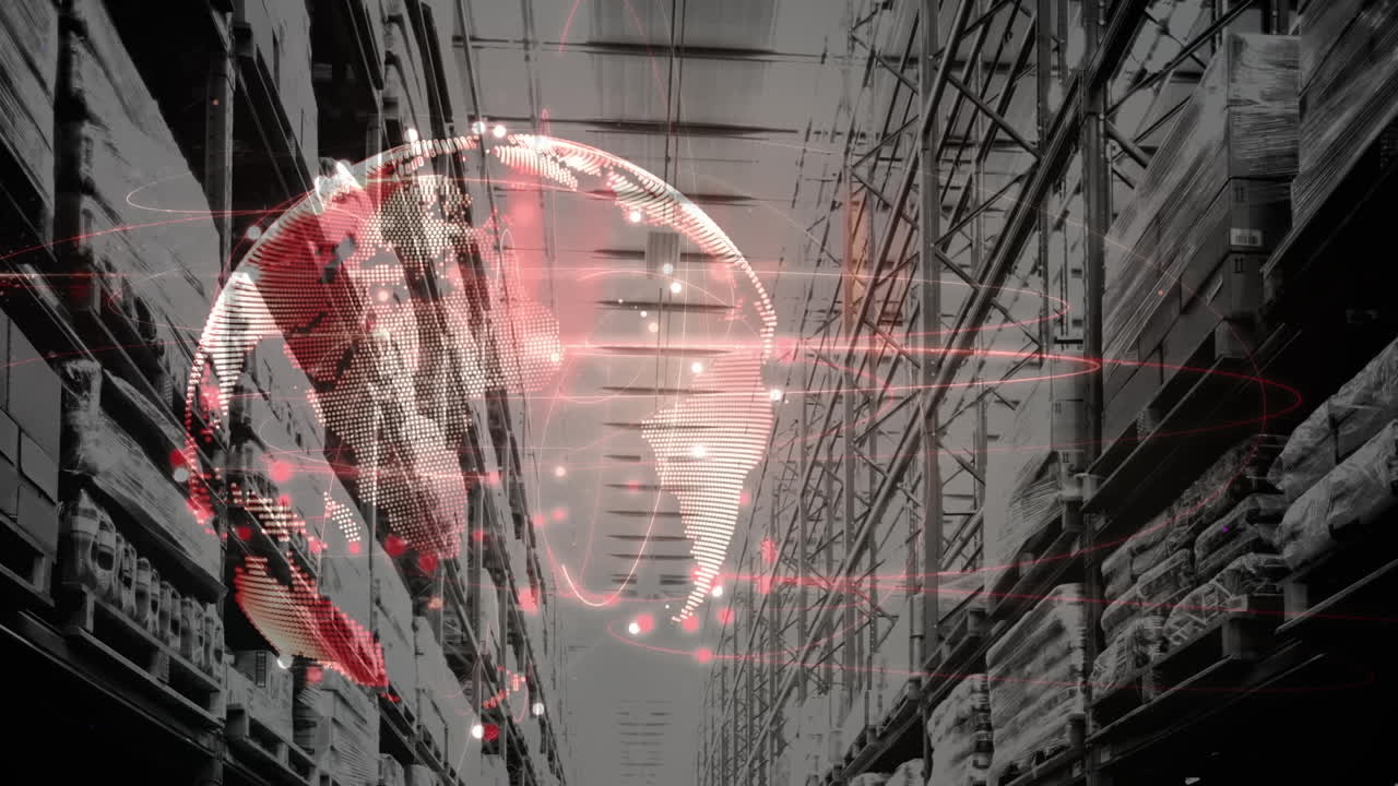 animación del globo con una red de conexiones a través del almacén