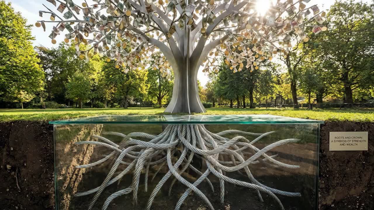 Money Tree Sculpture Representing Strength and Wealth