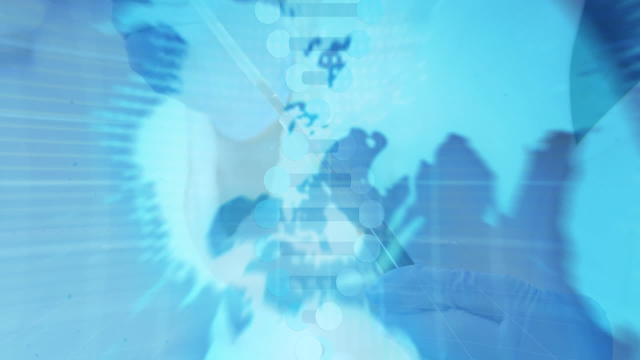 실험실에서 과학자에 대한 데이터 처리 애니메이션