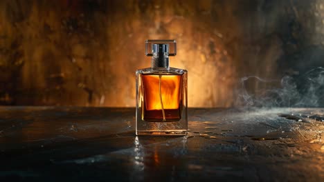 luxury perfume bottle with smoke
