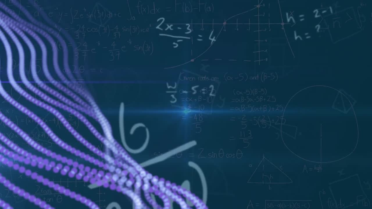 Animation of data processing and waves over globe on dark background