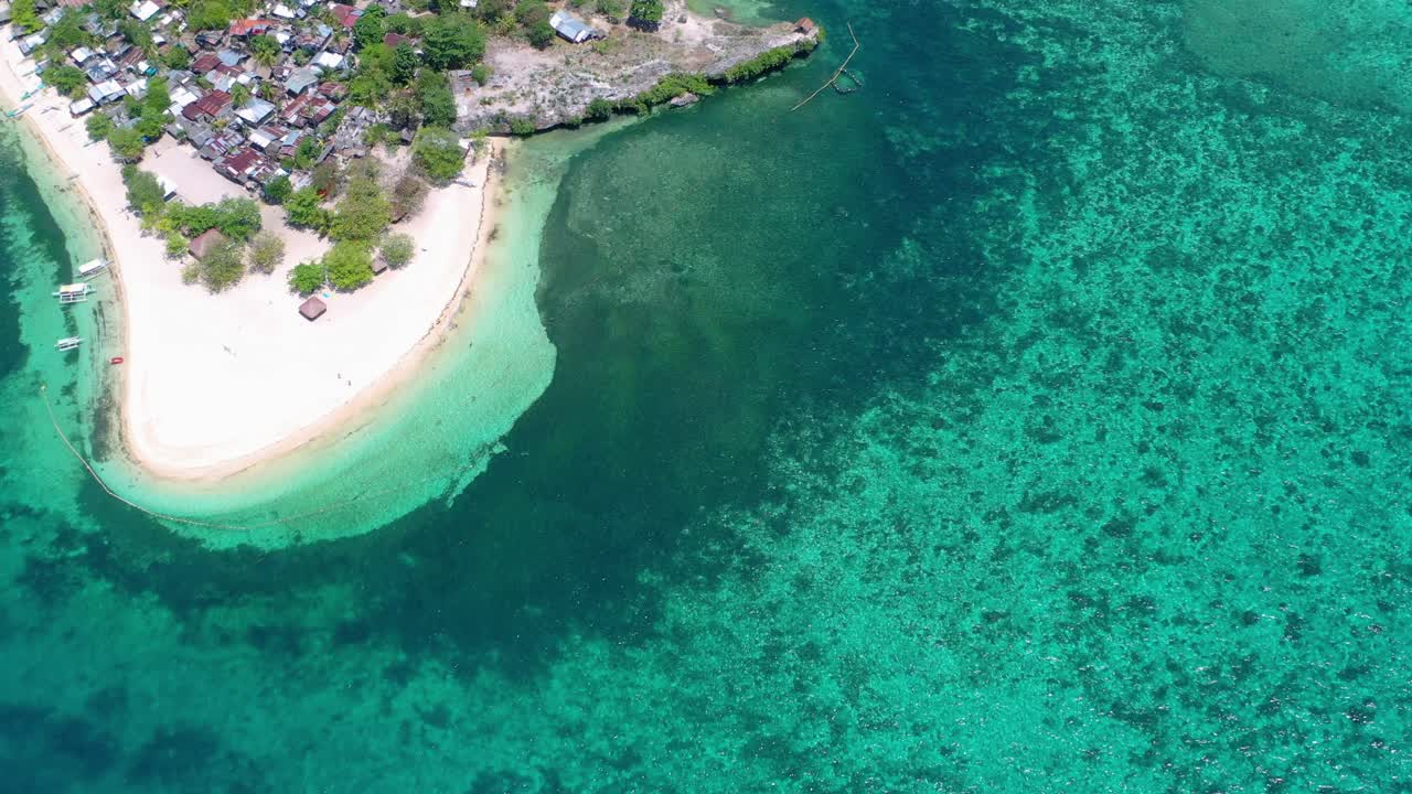 Bird's eye view of a beach ad clear sea at Boracay Philippines