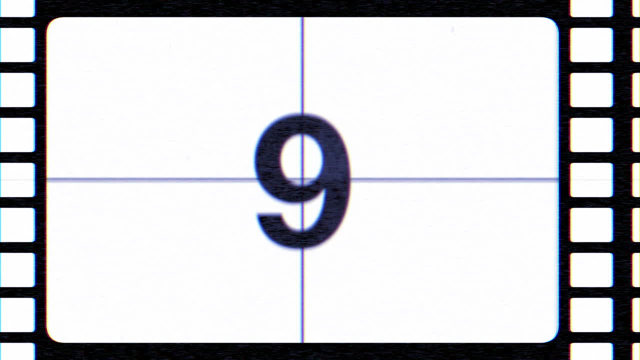 Motion white retro film countdown abstract background in 80 90s style