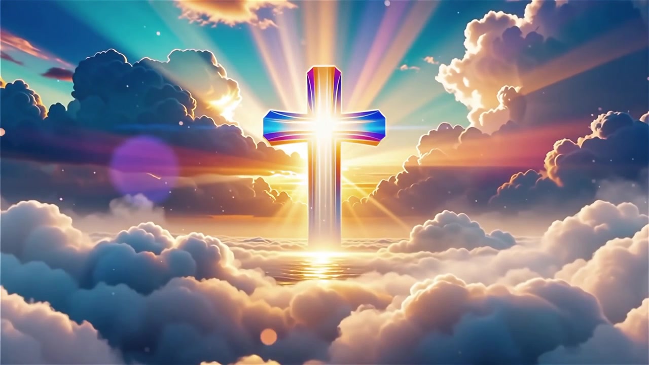 Christian Cross Heavenly Light Worship Background
