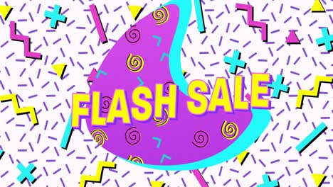 Flash-Sale-Text-Auf-Lila-Banner-Vor-Abstrakten-Bunten-Formen-Auf-Weißem-Hintergrund