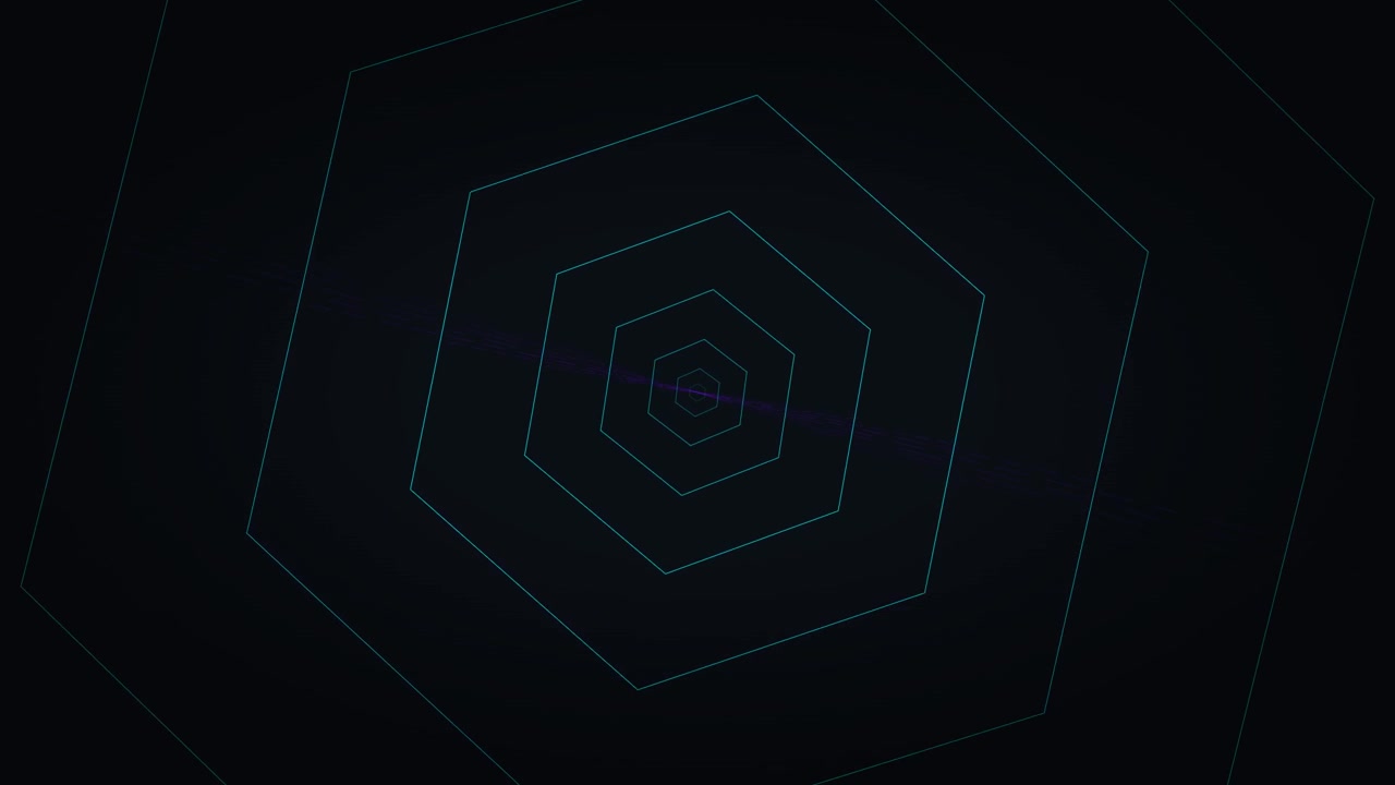 Abstract Animation of Concentric Hexagons Pulsing on Dark Background