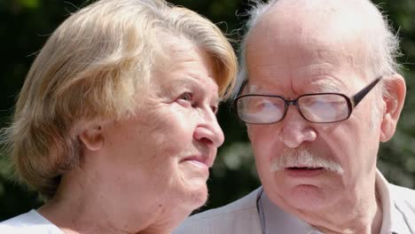 close-up of an elderly couple interacting