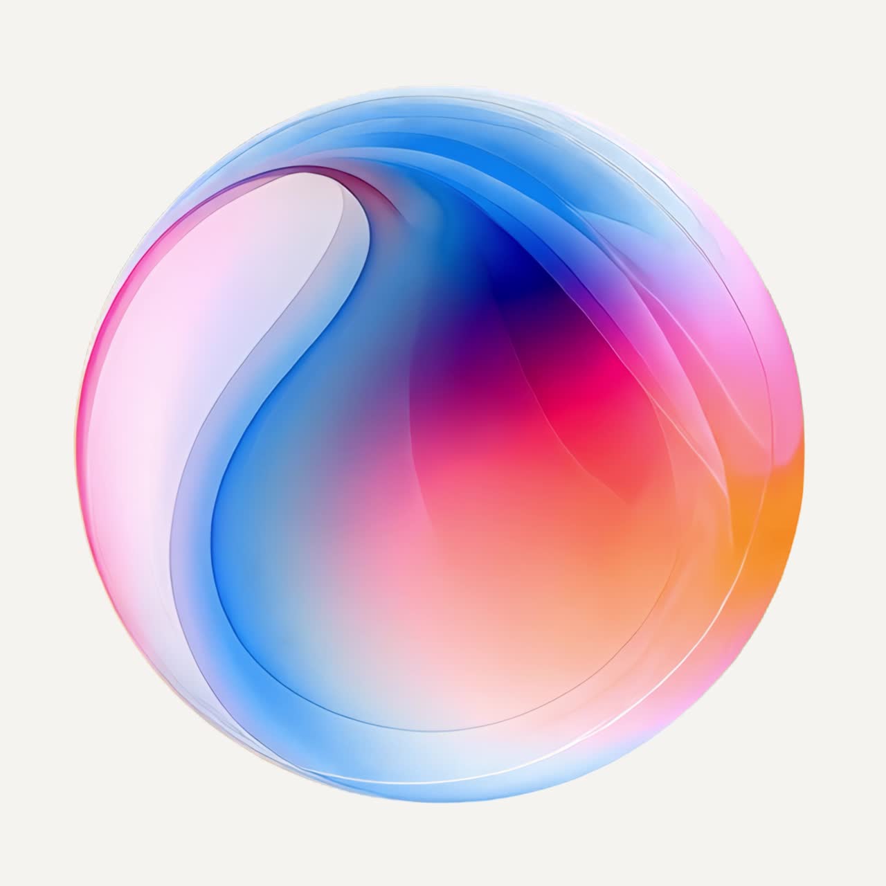 Colorful abstract swirling sphere animation isolated asset, transparent 4K video, alpha channel