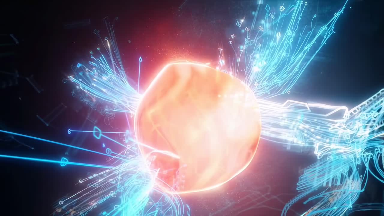 Abstraktní digitální lidské srdce s propojeními neuronové sítě