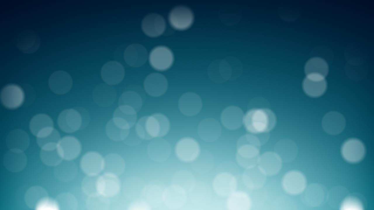 Cerchi di luce bokeh astratti che fluttuano su sfondo blu-verde