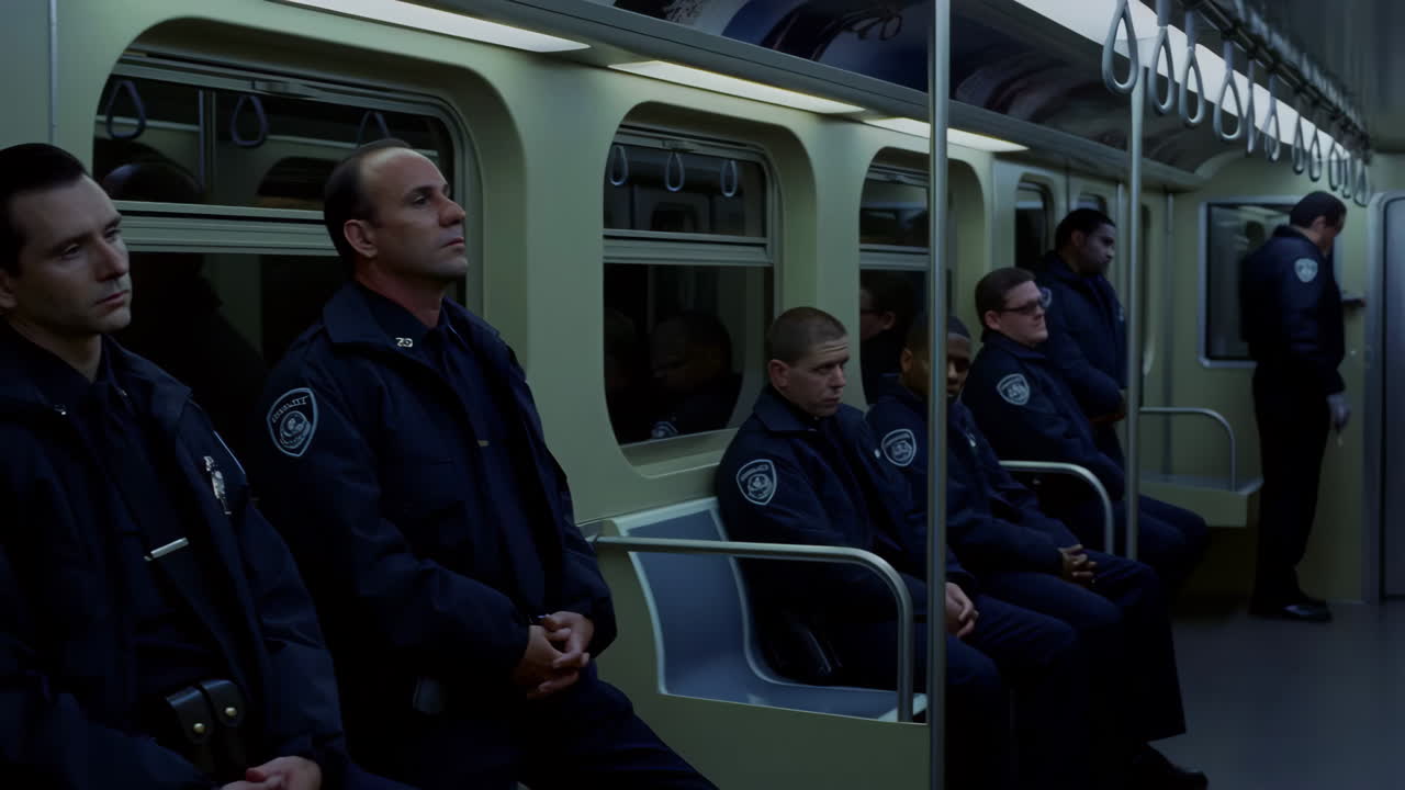 Police officers on a subway