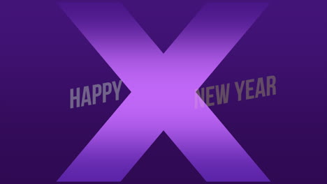 texto de animación feliz año nuevo y movimiento formas geométricas abstractas fondo de memphis