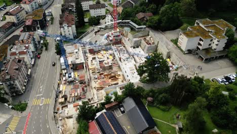 aerial of construction site in switzerland