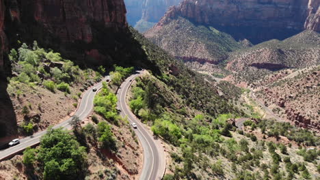 winding route in zion national park, utah, usa