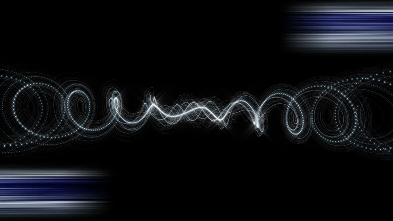 빛나는 입자 줄무 객체와 함께 느린 동작의 미래 애니메이션, 4096x2304 루프 4k
