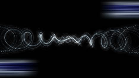 Futuristic animation with glowing particle stripe object in slow motion, 4096x2304 loop 4K