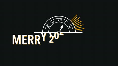 2023 years and merry christmas with gold clock on black gradient