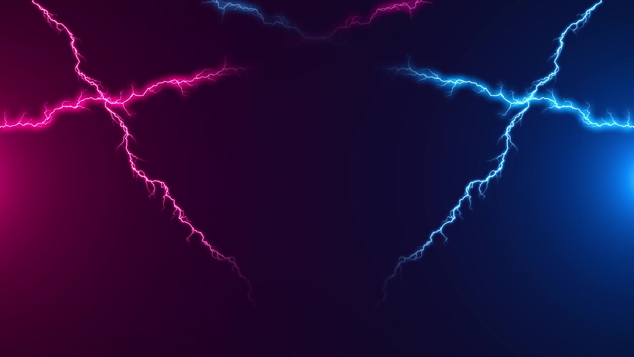 Pink and blue lightning energy background electric bolts dark center space bright neon edges