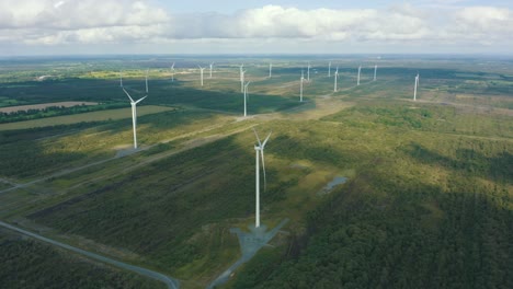 cinematic aerial view of wind turbines energy production- 4k aerial shot