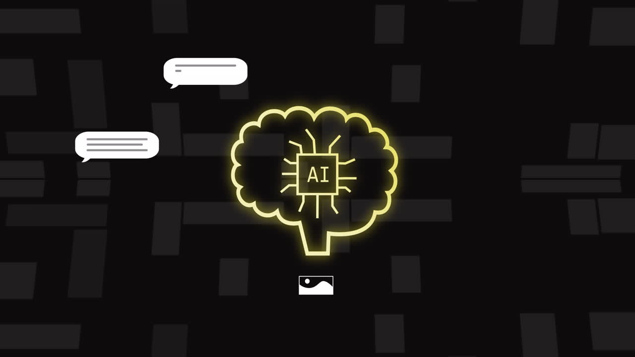 animación del procesamiento de datos sobre un fondo negro