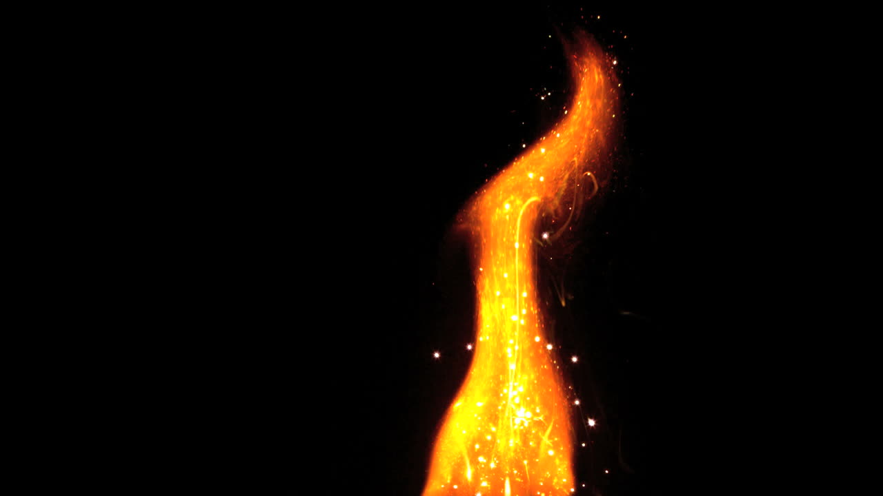 большое пламя с искрами.