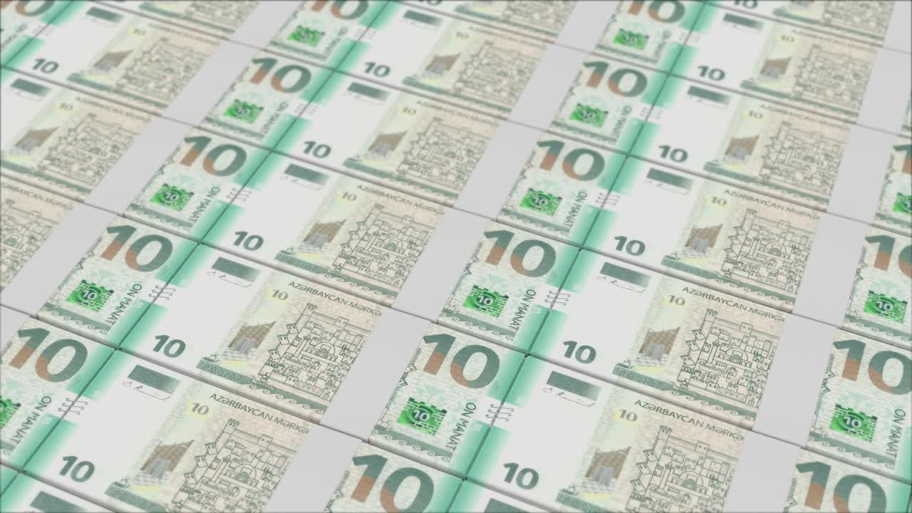 billetes de 10 manat azerbaiyanos impresos por una prensa de dinero