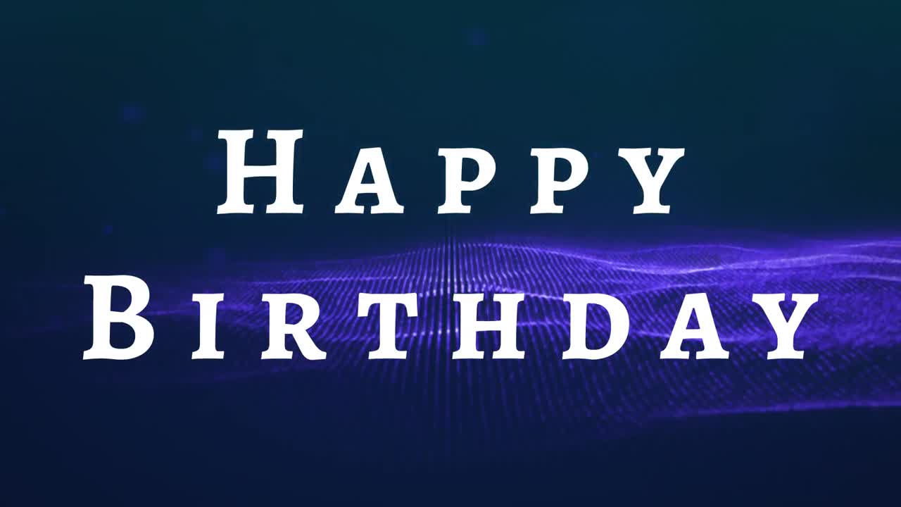 feliz cumpleaños con la modelización de olas en el fondo