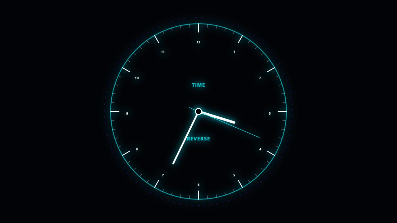 Digital Clock Face Moving Backwards in Time