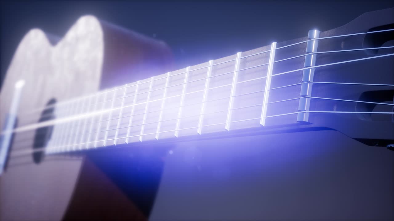 guitarra clásica sobre un fondo azul