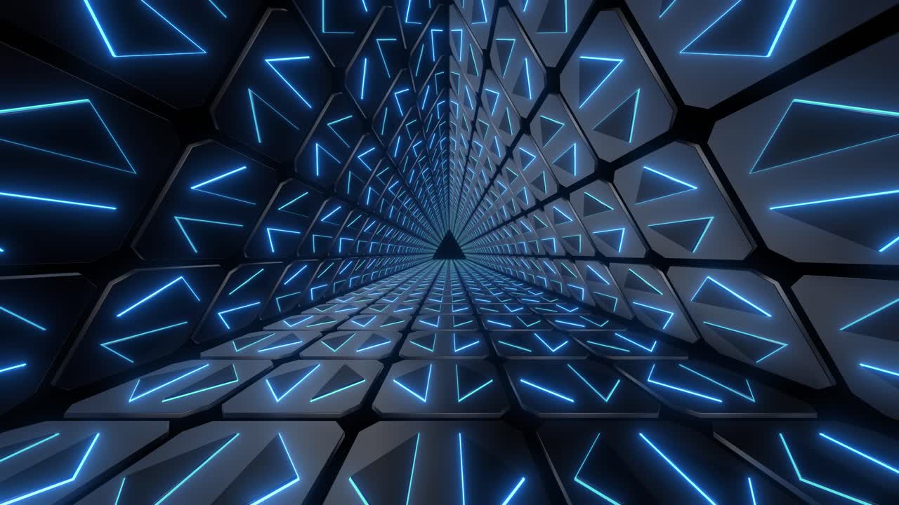 Abstract Futuristic Tunnel with Neon Lights