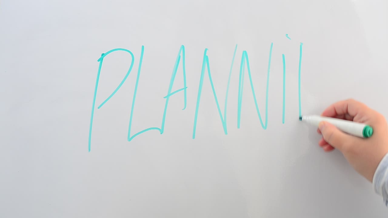 Planning on a board. We write with a marker