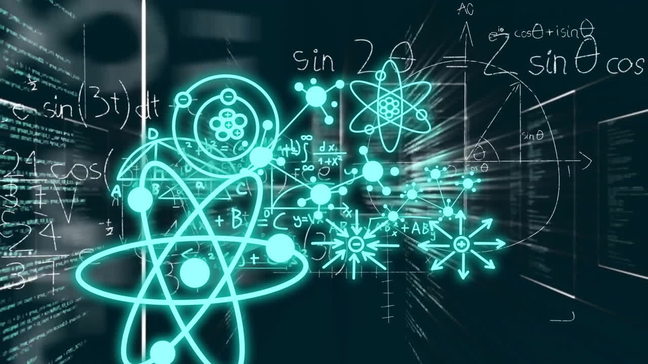 어두운 배경에서 과학 데이터 처리의 애니메이션