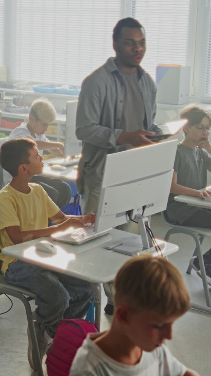 Elementary School Children Using Computers Doing Creative 3D Design Projects