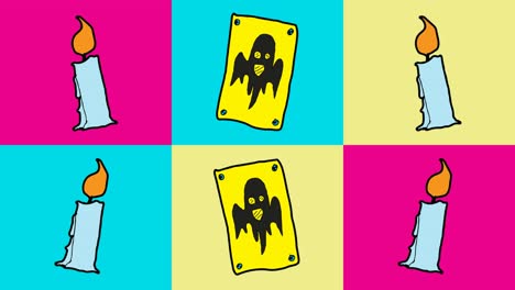 kids drawing pop art seamless background with theme of ghosts and candles