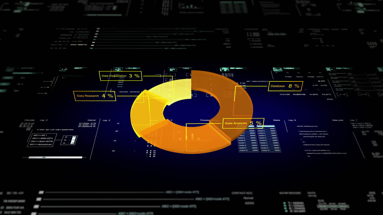 A 4K glowing infographic background with business graphs - Pie Chart. Perfect for presenting data in a sleek and modern visual style