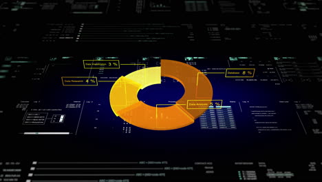 a 4k glowing infographic background with business graphs - pie chart. perfect for presenting data in a sleek and modern visual style