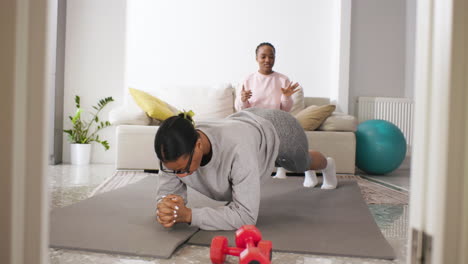 women doing sports at home