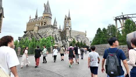 people visiting a castle