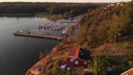 seaside houses and marina in the swedish archipelago