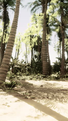 tropical forest scene with palm trees